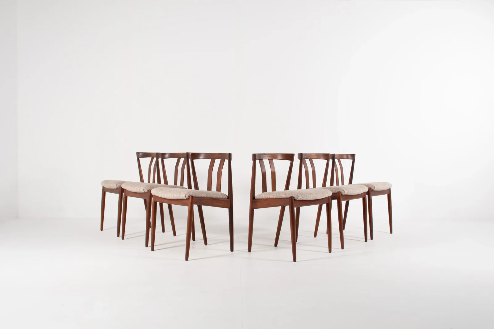 Set of 6 Kai Kristiansen Dining Chairs in Teak – Newly Upholstered