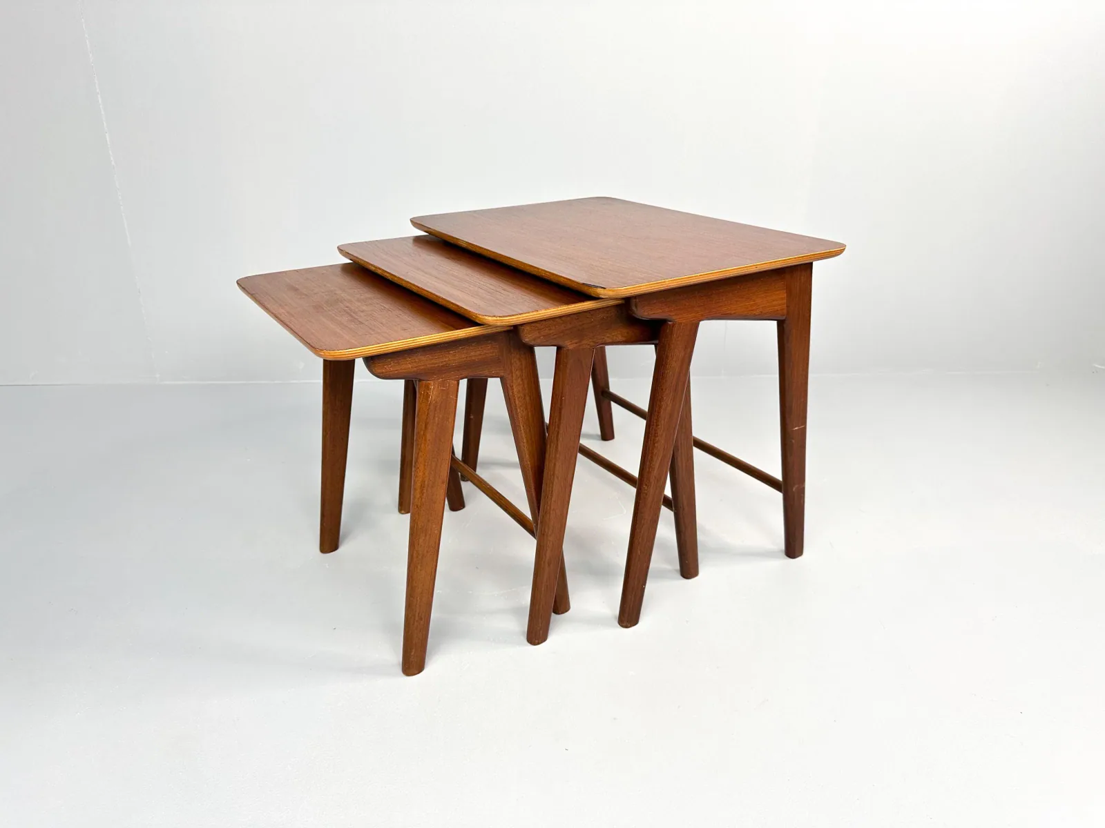 Vintage Teak Wood 3-Piece Nesting Tables – Netherlands, 1960s