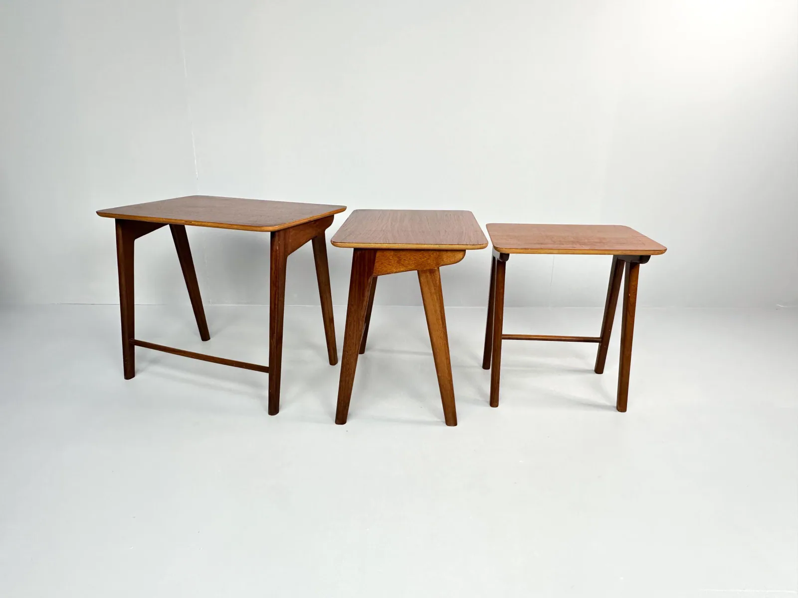 Vintage Teak Wood 3-Piece Nesting Tables – Netherlands, 1960s