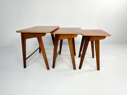 Vintage Teak Wood 3-Piece Nesting Tables – Netherlands, 1960s