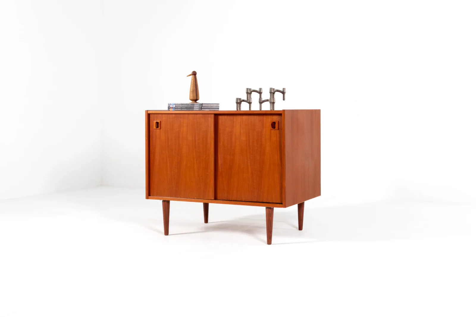 1960s Swedish Teak Cabinet with Sliding Doors