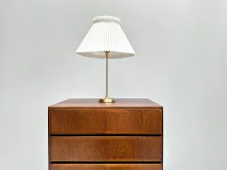 Vintage Le Klint Model 307 Table Lamp with Brass Frame and Pleated Plastic Shade