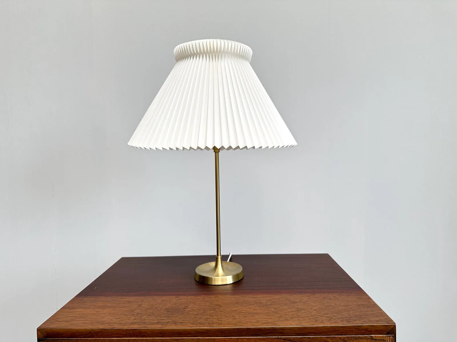Vintage Le Klint Model 307 Table Lamp with Brass Frame and Pleated Plastic Shade