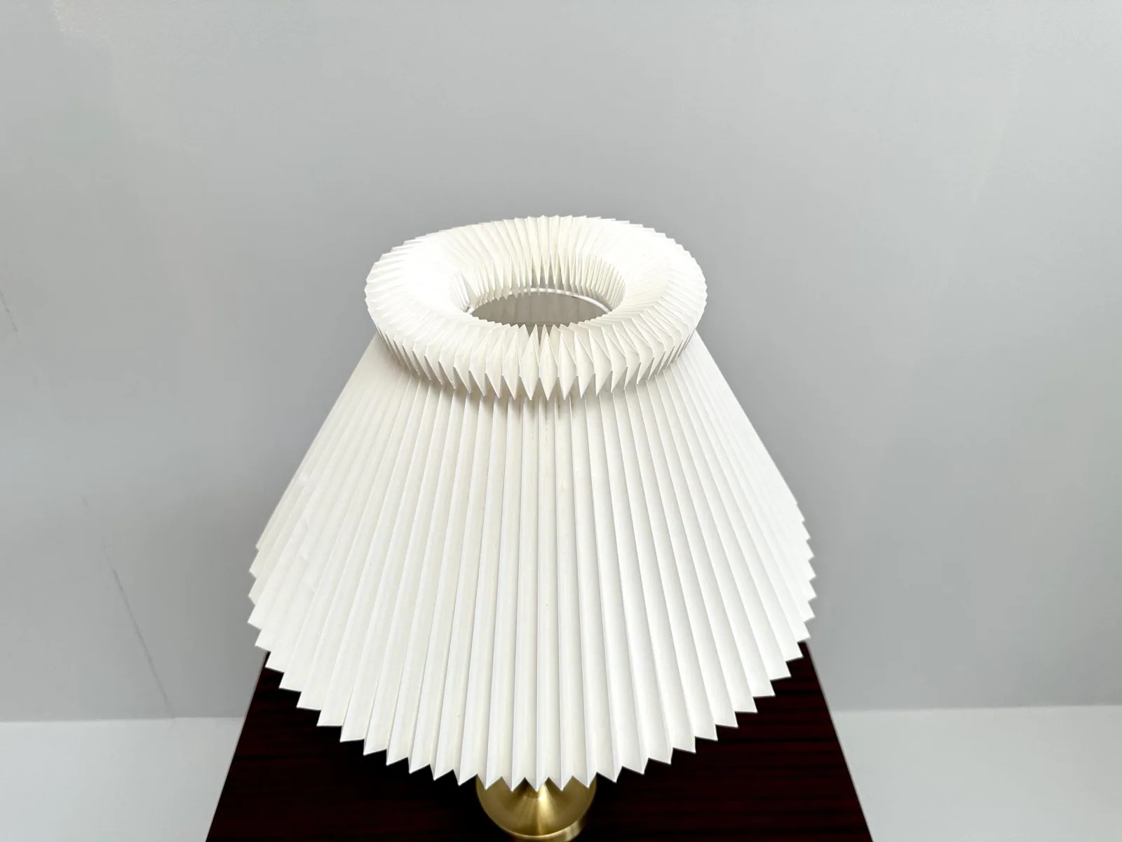 Vintage Le Klint Model 307 Table Lamp with Brass Frame and Pleated Plastic Shade