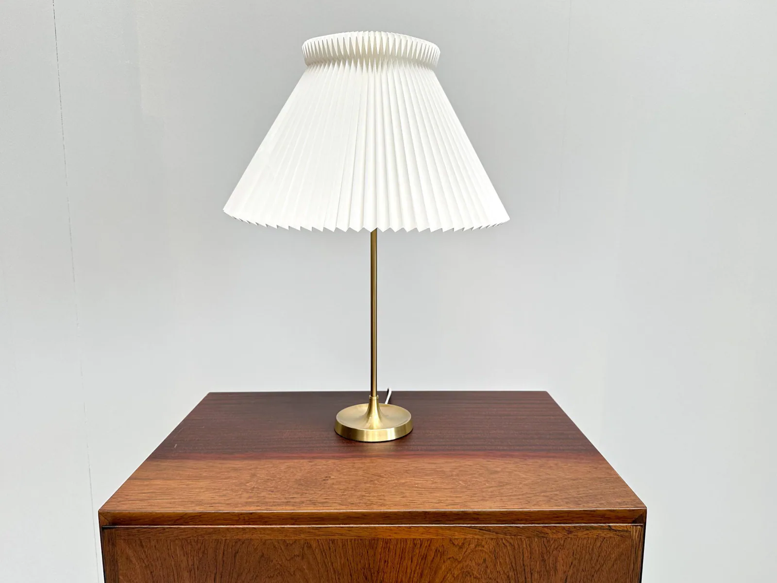 Vintage Le Klint Model 307 Table Lamp with Brass Frame and Pleated Plastic Shade