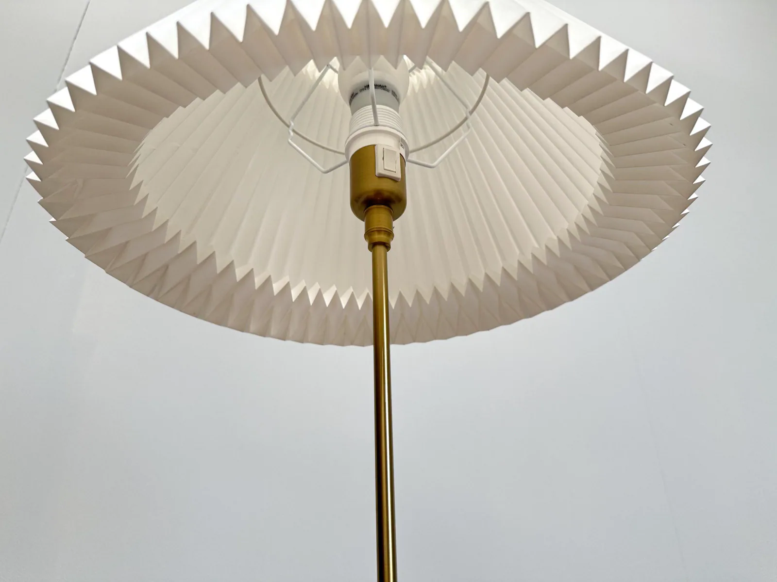 Vintage Le Klint Model 307 Table Lamp with Brass Frame and Pleated Plastic Shade