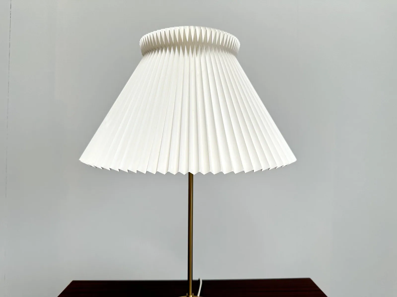 Vintage Le Klint Model 307 Table Lamp with Brass Frame and Pleated Plastic Shade