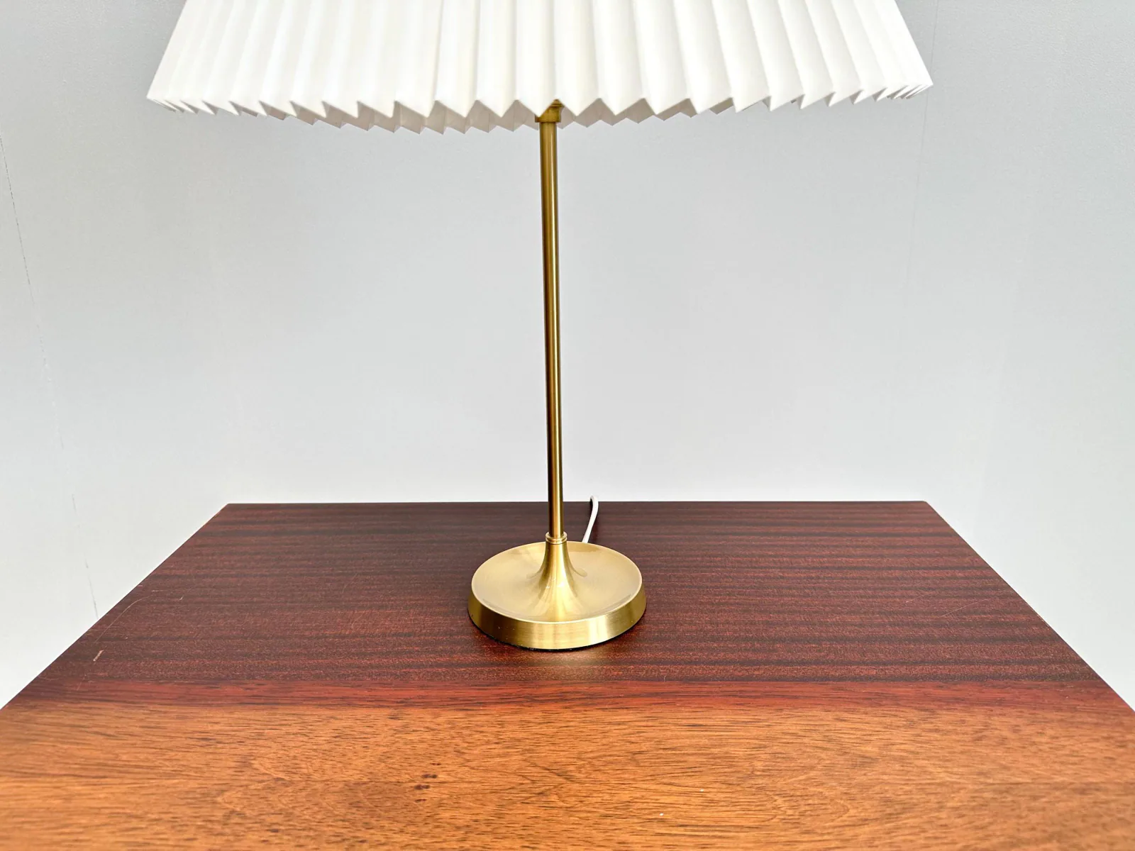 Vintage Le Klint Model 307 Table Lamp with Brass Frame and Pleated Plastic Shade