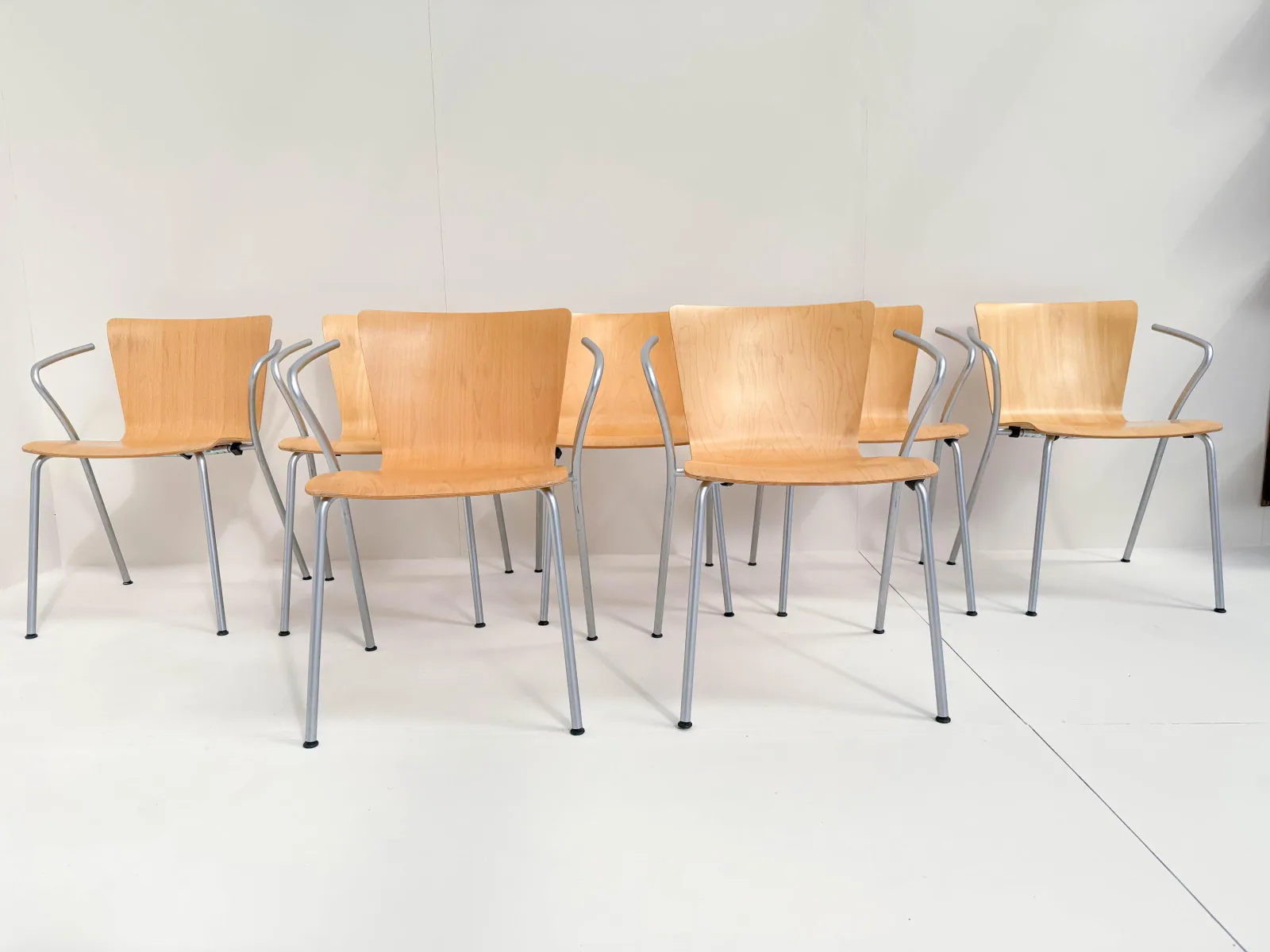 Set of 8 Vico Duo Armchairs by Vico Magistretti for Fritz Hansen, 1997