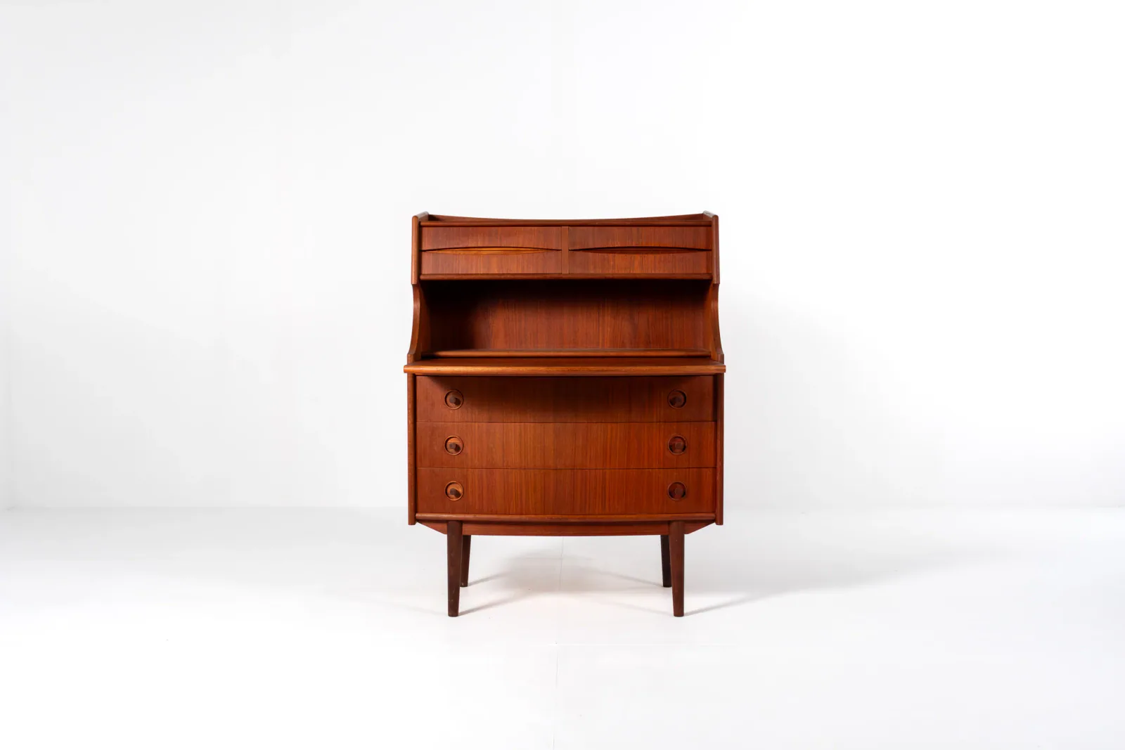Mid-Century Teak Secretary Desk with Drawers — Gunnar Falsig for Falsig Mobler