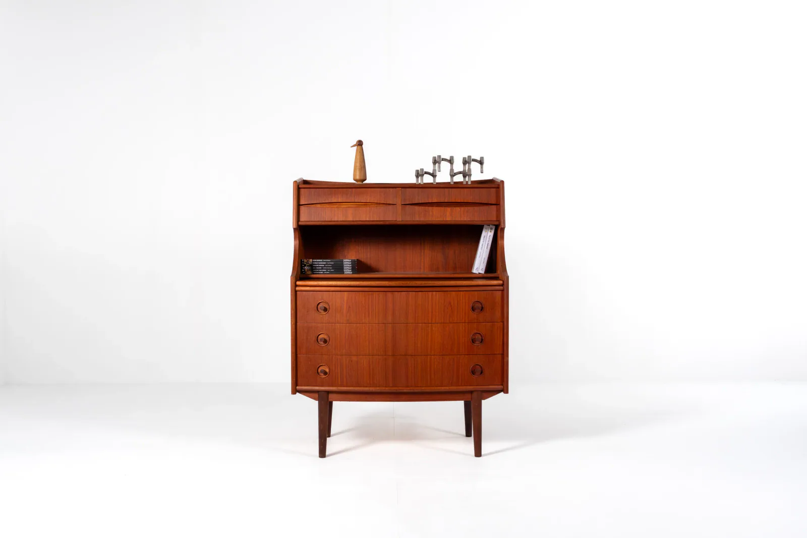 Mid-Century Teak Secretary Desk with Drawers — Gunnar Falsig for Falsig Mobler