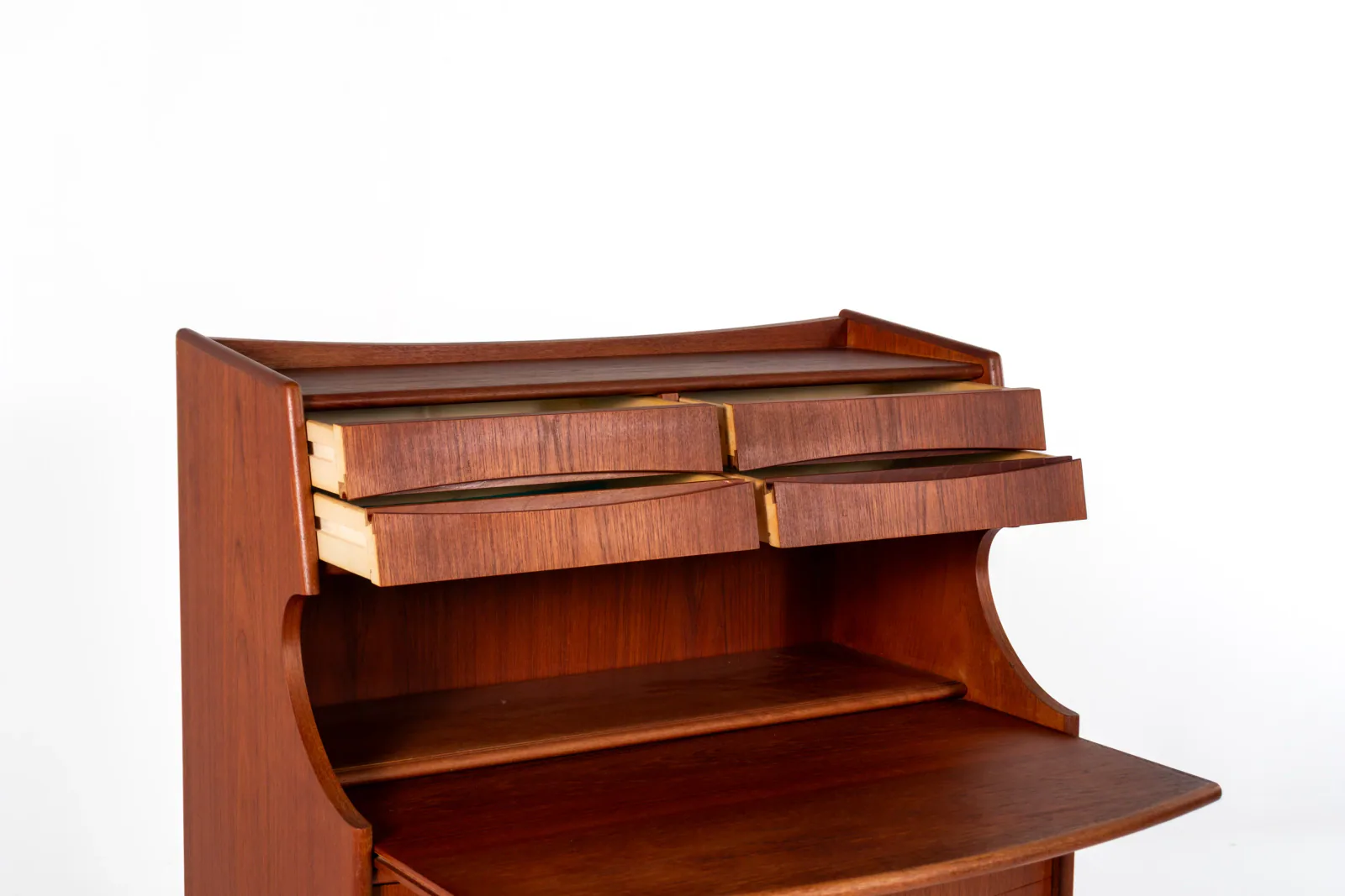 Mid-Century Teak Secretary Desk with Drawers — Gunnar Falsig for Falsig Mobler