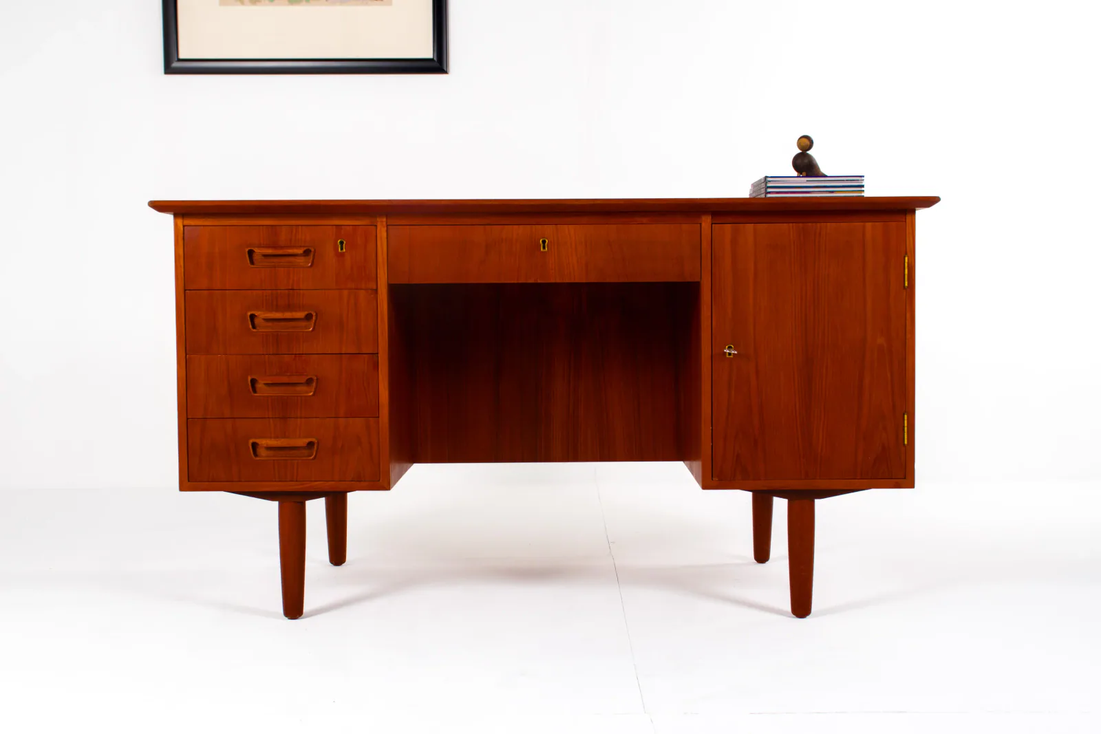 1960s Danish Teak Desk with Open Bookcase Back