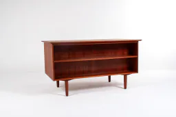 1960s Danish Teak Desk with Open Bookcase Back