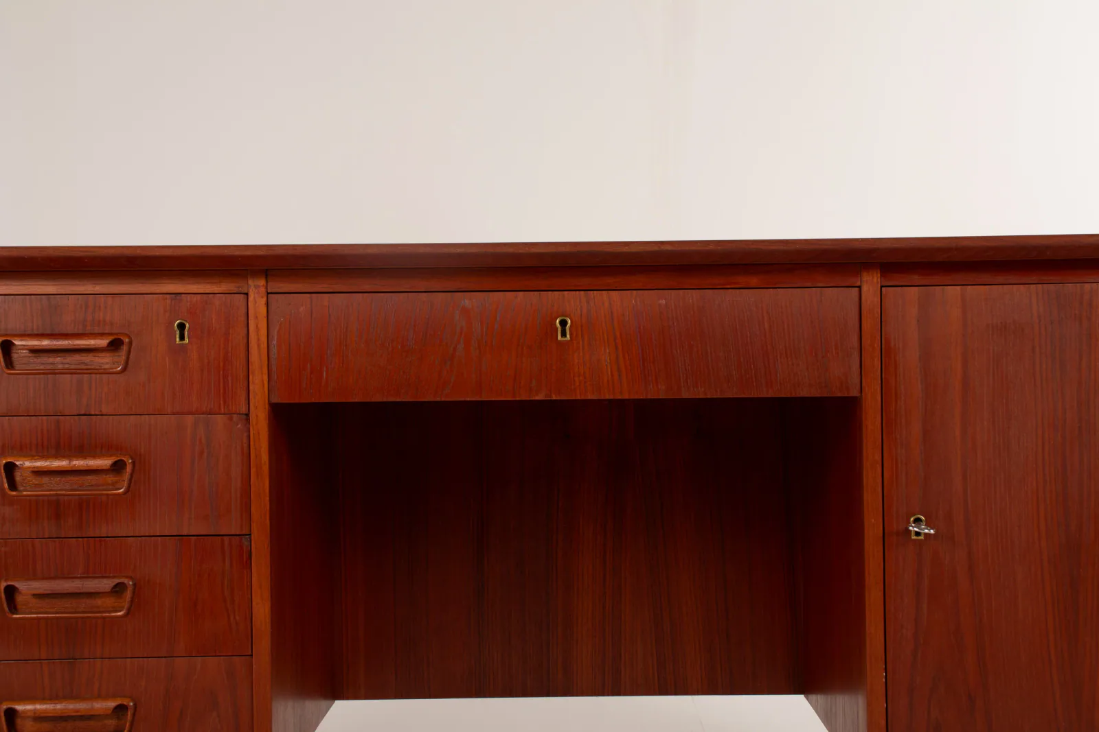 1960s Danish Teak Desk with Open Bookcase Back