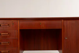 1960s Danish Teak Desk with Open Bookcase Back