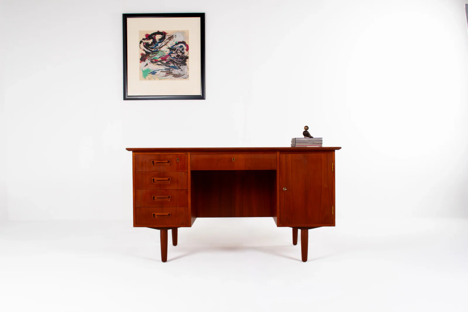 1960s Danish Teak Desk with Open Bookcase Back