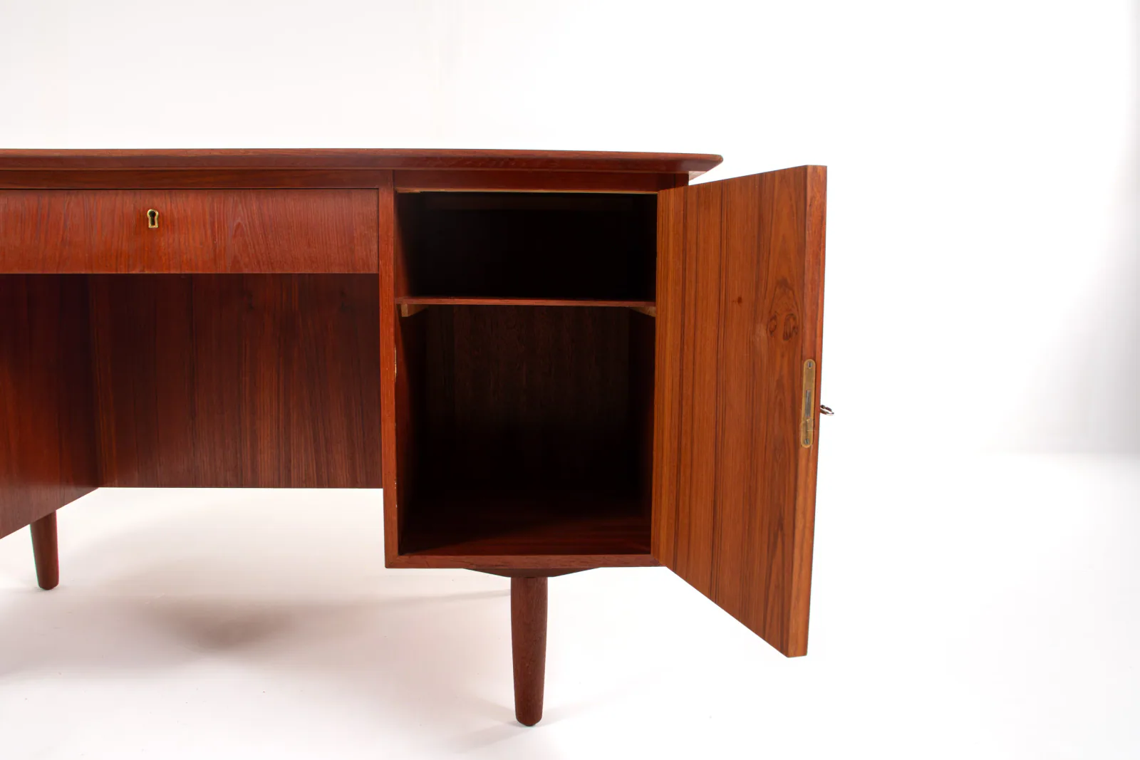1960s Danish Teak Desk with Open Bookcase Back
