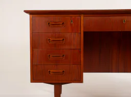 1960s Danish Teak Desk with Open Bookcase Back