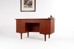 1960s Danish Teak Desk with Open Bookcase Back