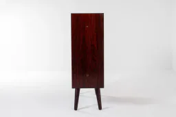 Danish Mid-Century Rosewood Storage Cabinet with Striped Glass Sliding Doors, 1960s