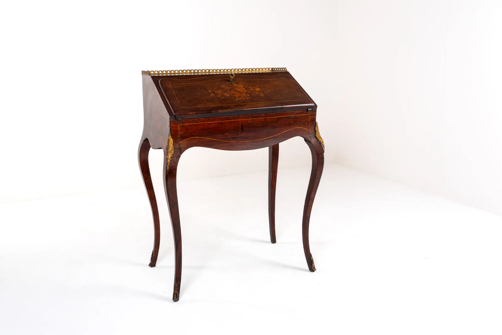 19th-Century Louis XV-Style Inlaid Writing Desk / Secretaire