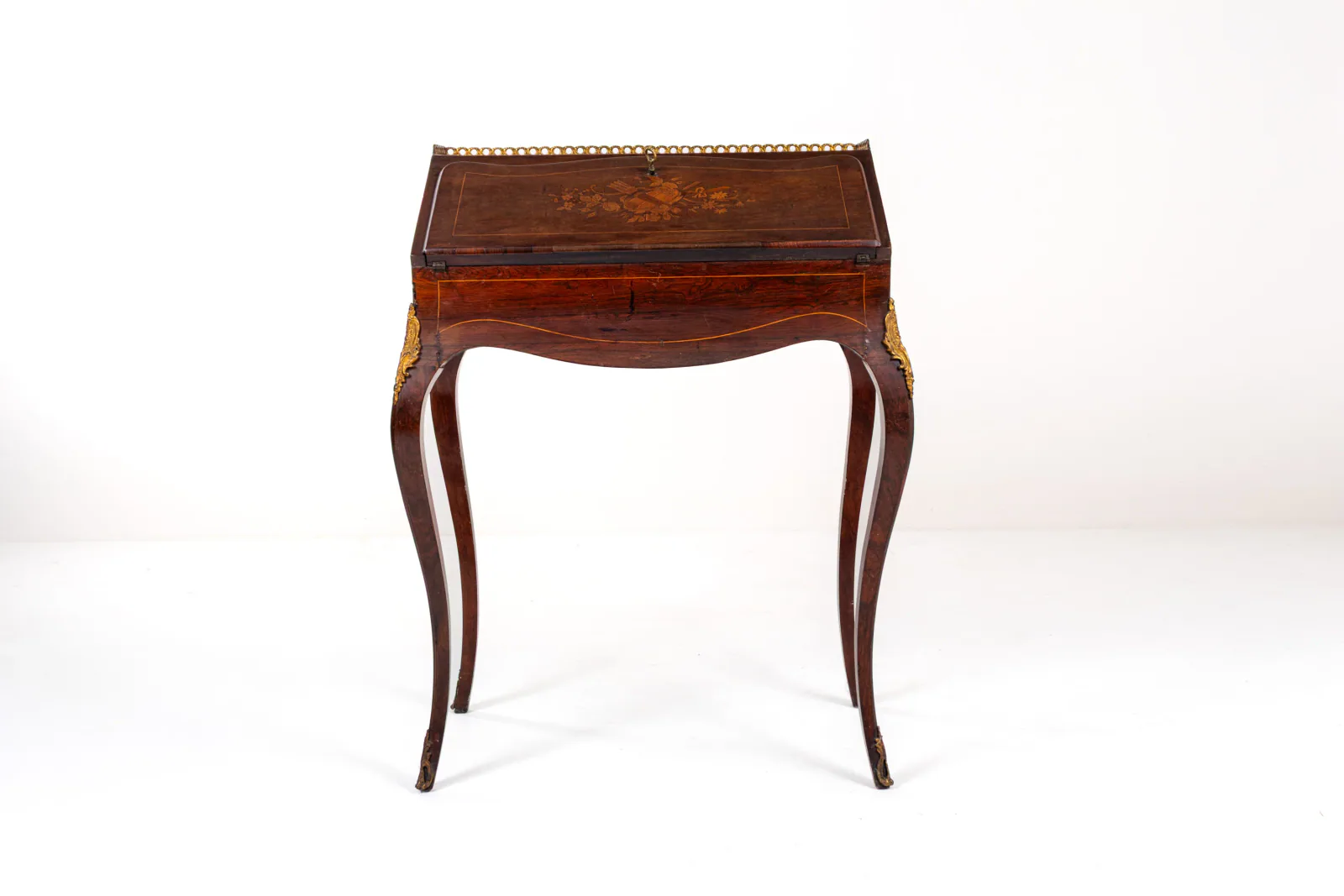 19th-Century Louis XV-Style Inlaid Writing Desk / Secretaire