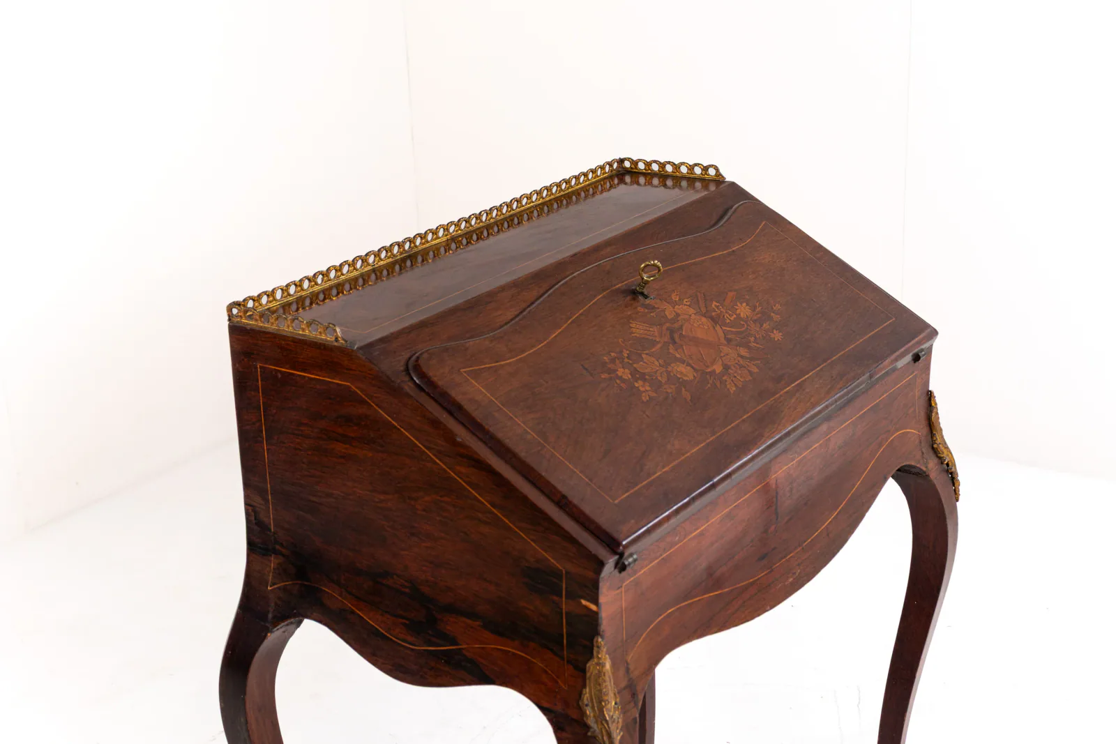 19th-Century Louis XV-Style Inlaid Writing Desk / Secretaire