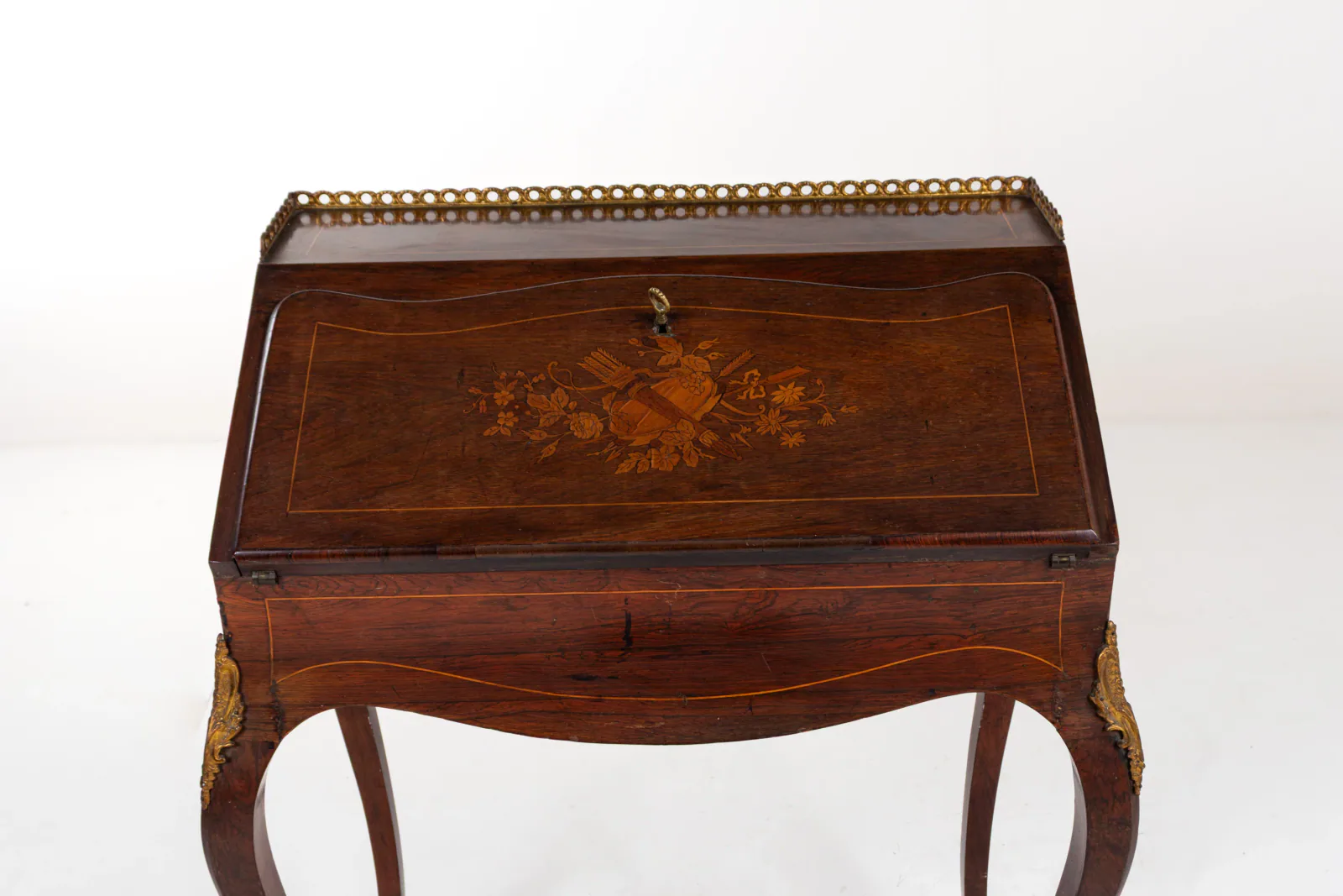 19th-Century Louis XV-Style Inlaid Writing Desk / Secretaire