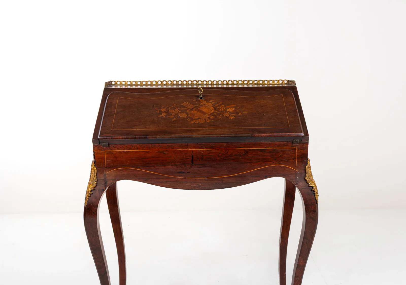 19th-Century Louis XV-Style Inlaid Writing Desk / Secretaire