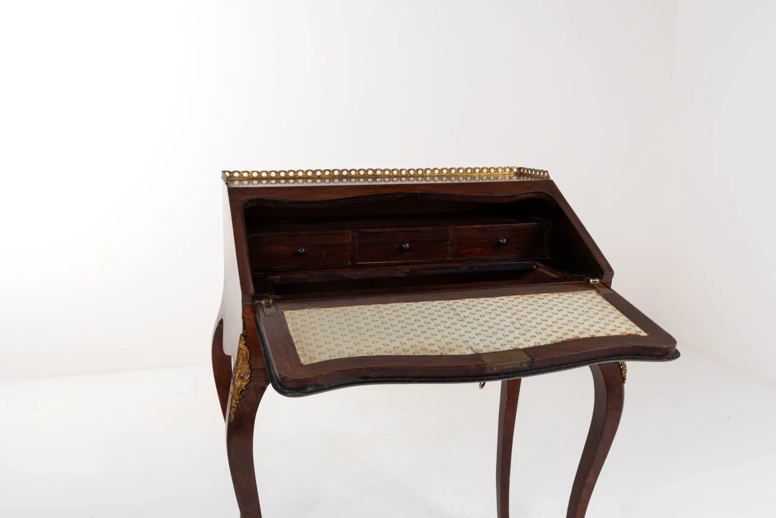 19th-Century Louis XV-Style Inlaid Writing Desk / Secretaire