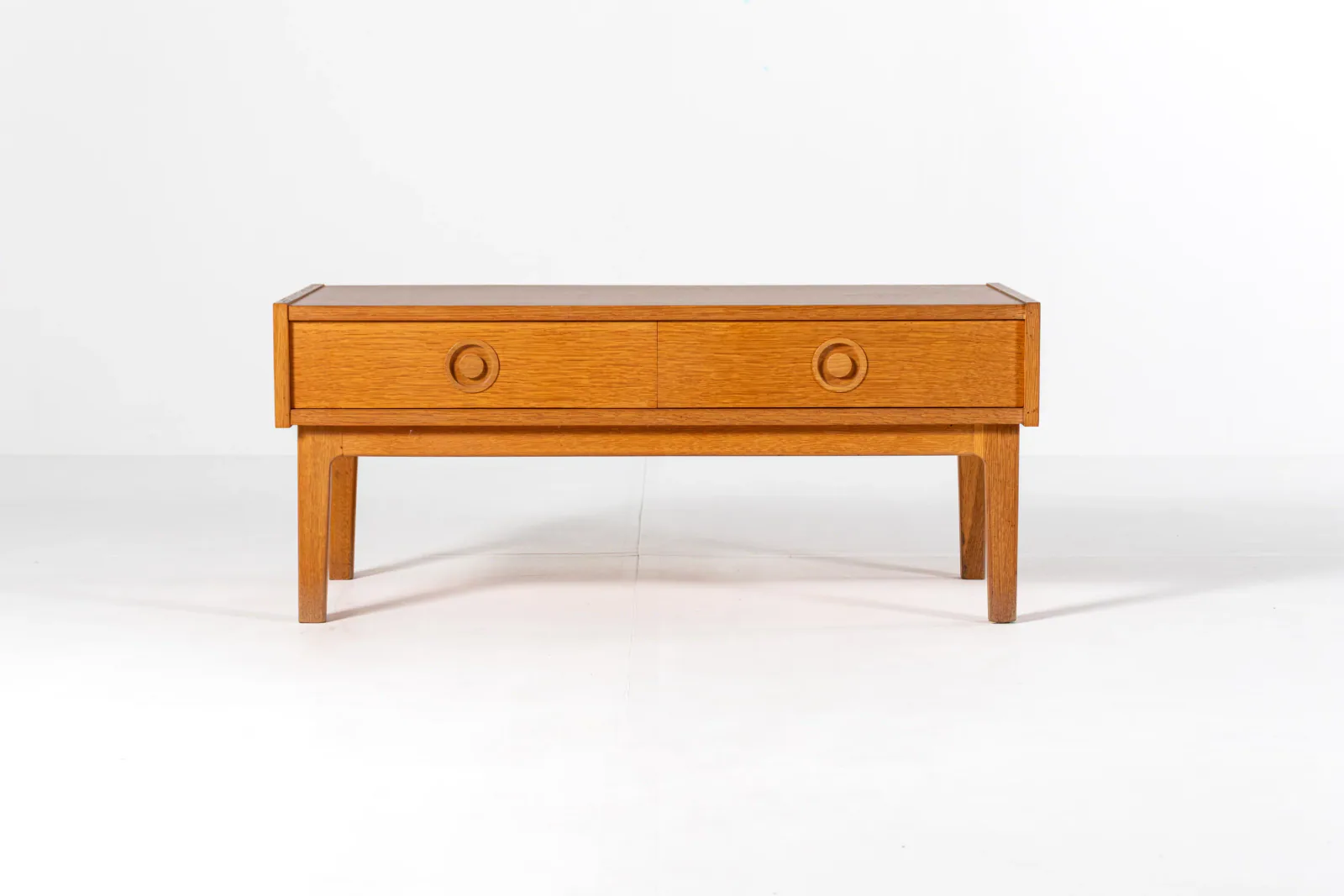 Mid-Century Danish Oak Low Cabinet with Drawers, 1960s