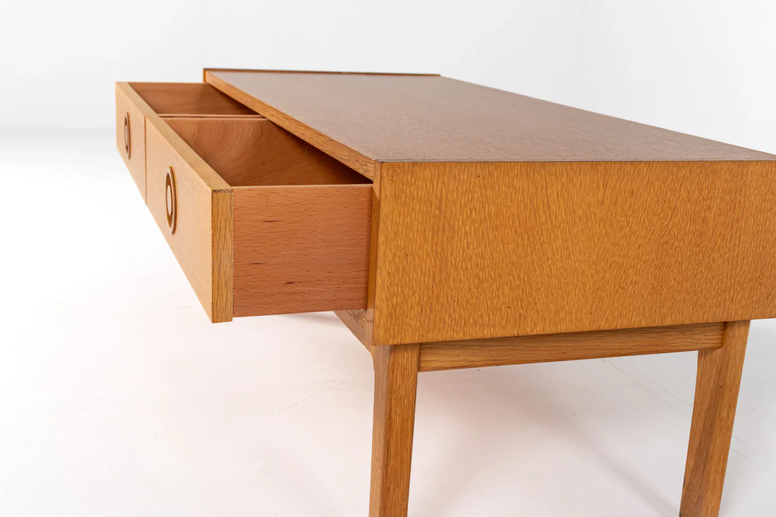 Mid-Century Danish Oak Low Cabinet with Drawers, 1960s