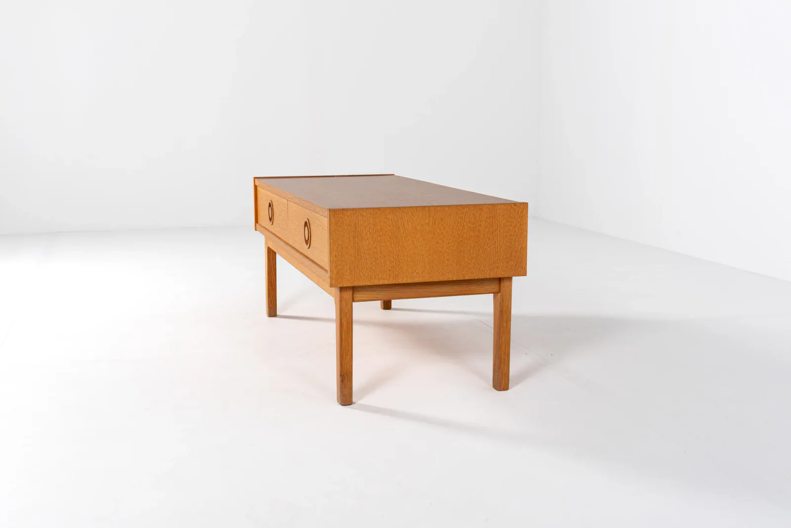 Mid-Century Danish Oak Low Cabinet with Drawers, 1960s