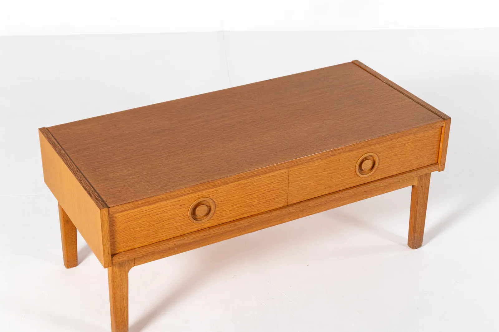 Mid-Century Danish Oak Low Cabinet with Drawers, 1960s