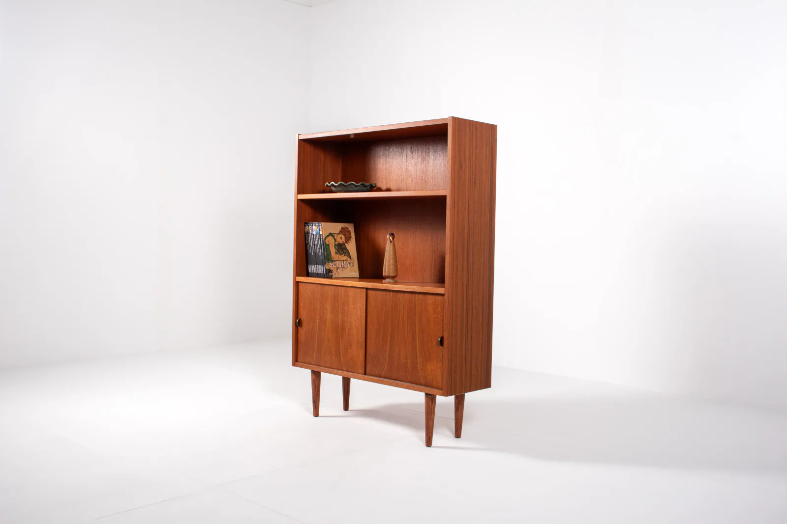 Danish Teak Bookcase with Sliding Doors by Sejling Skabe, 1960s