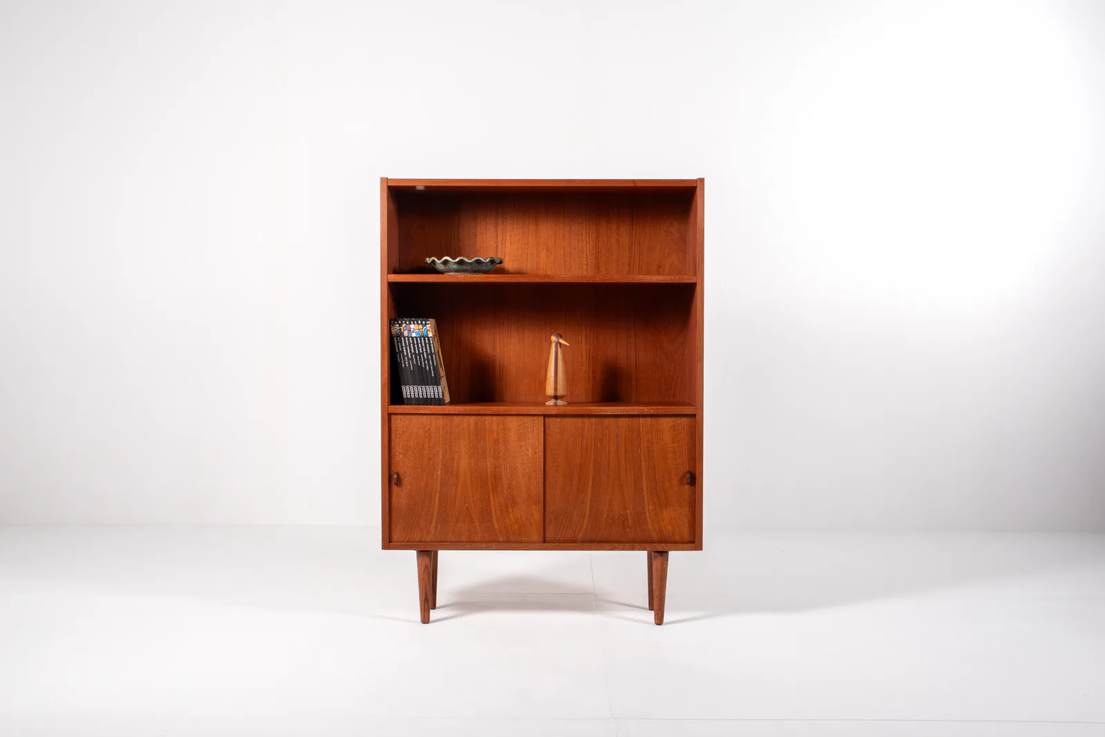 Danish Teak Bookcase with Sliding Doors by Sejling Skabe, 1960s