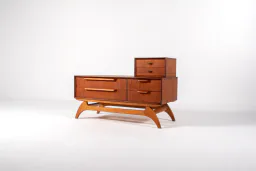 Danish Teak Low Chest with Sculptural Mirror, 1950s–60s