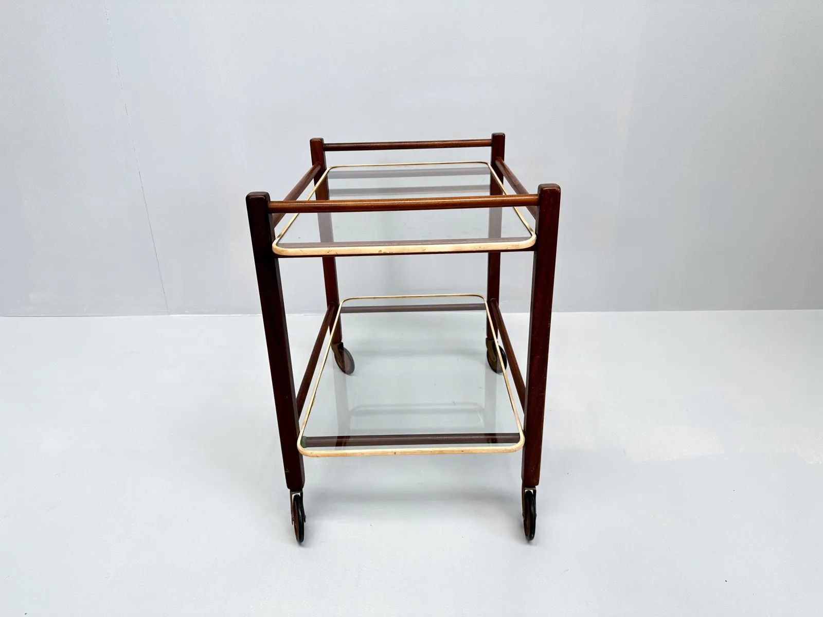 Vintage Teak Trolley with Two Glass Tops by Cees Braakman for Pastoe, 1950s