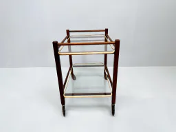 Vintage Teak Trolley with Two Glass Tops by Cees Braakman for Pastoe, 1950s