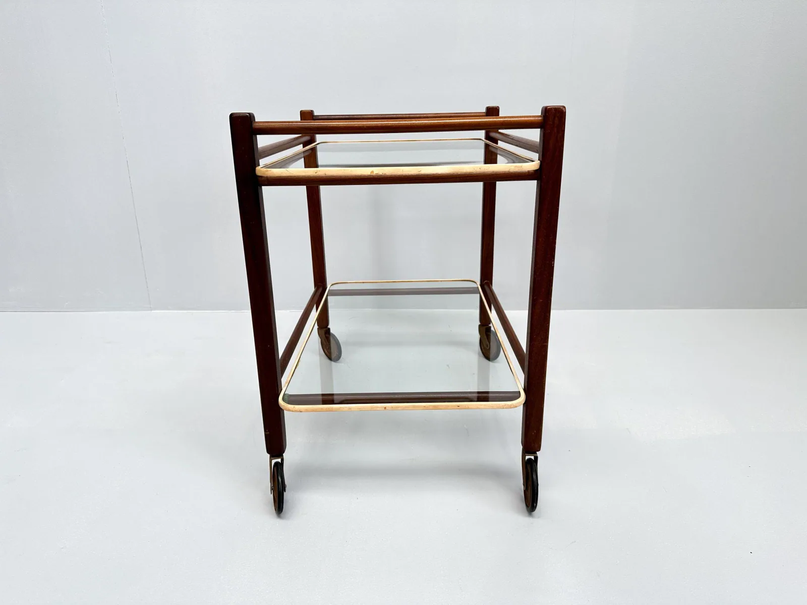 Vintage Teak Trolley with Two Glass Tops by Cees Braakman for Pastoe, 1950s