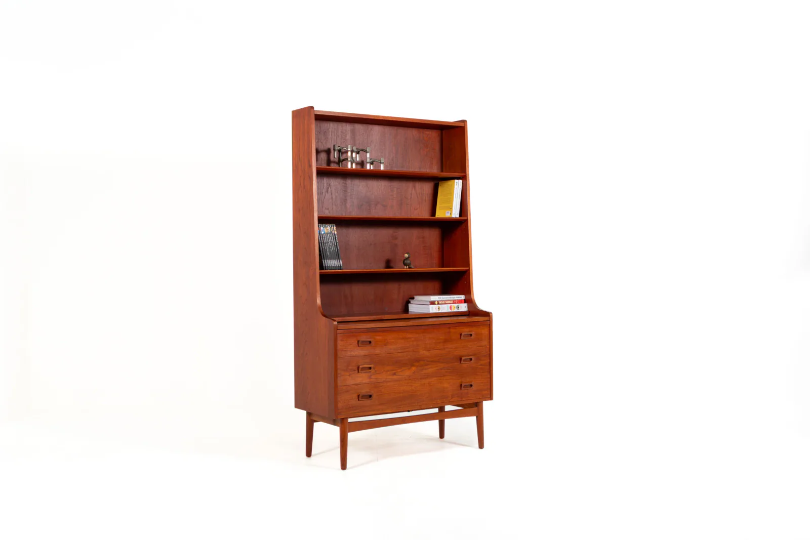 Danish Mid-Century Teak Bookcase Secretary by Johannes Sorth, 1966