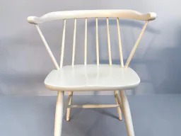 Set of 4 White Lacquered Spindle Chairs, Nesto Sweden, 1960s