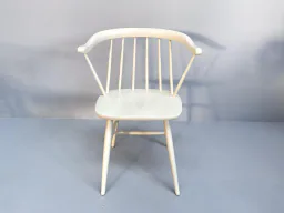 Set of 4 White Lacquered Spindle Chairs, Nesto Sweden, 1960s