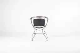 Alberto Orlandi Pompei Armchair in Steel, Bronze and Black Leather