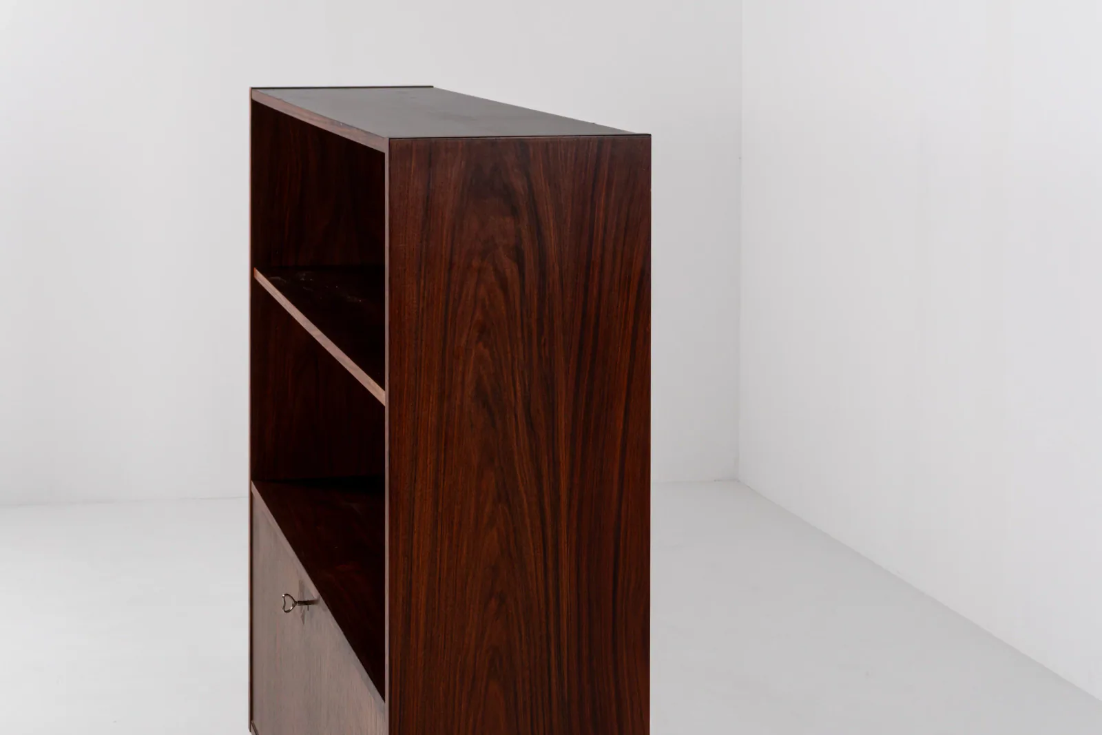 Mid-Century Danish Rosewood Bookcase with Drop-Down Bar Cabinet, 1960s