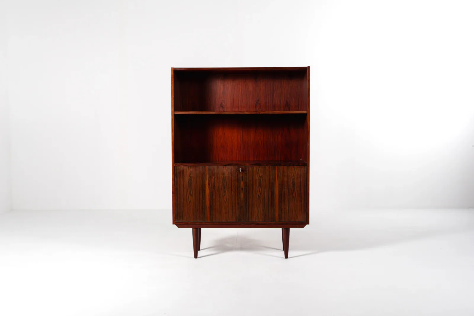 Mid-Century Danish Rosewood Bookcase with Drop-Down Bar Cabinet, 1960s