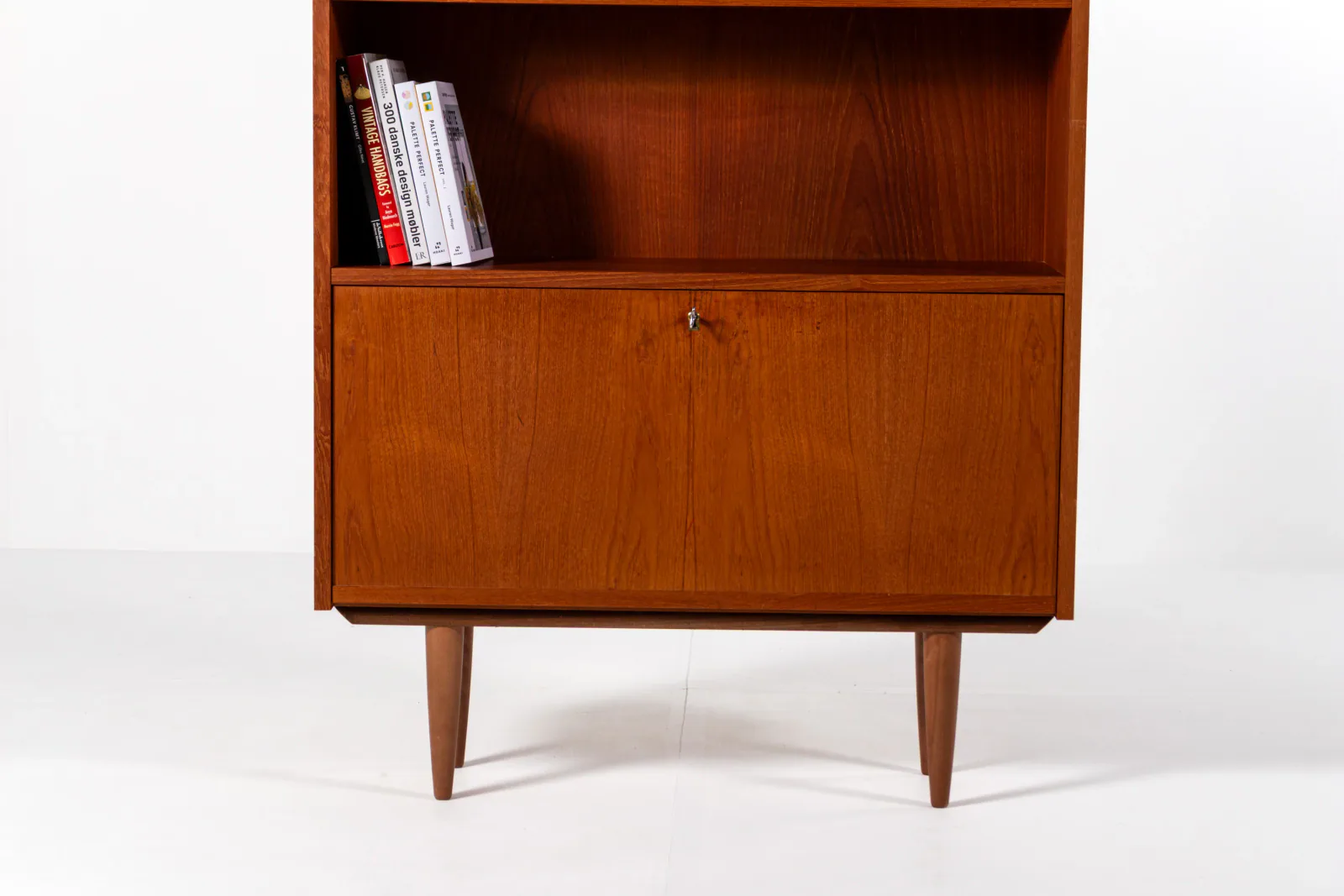 Mid-Century Danish Teak Bookcase with Drop-Down Cabinet by Sejling Skabe, 1960s