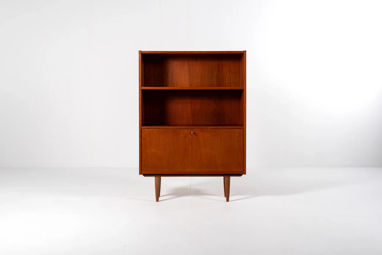 Mid-Century Danish Teak Bookcase with Drop-Down Cabinet by Sejling Skabe, 1960s