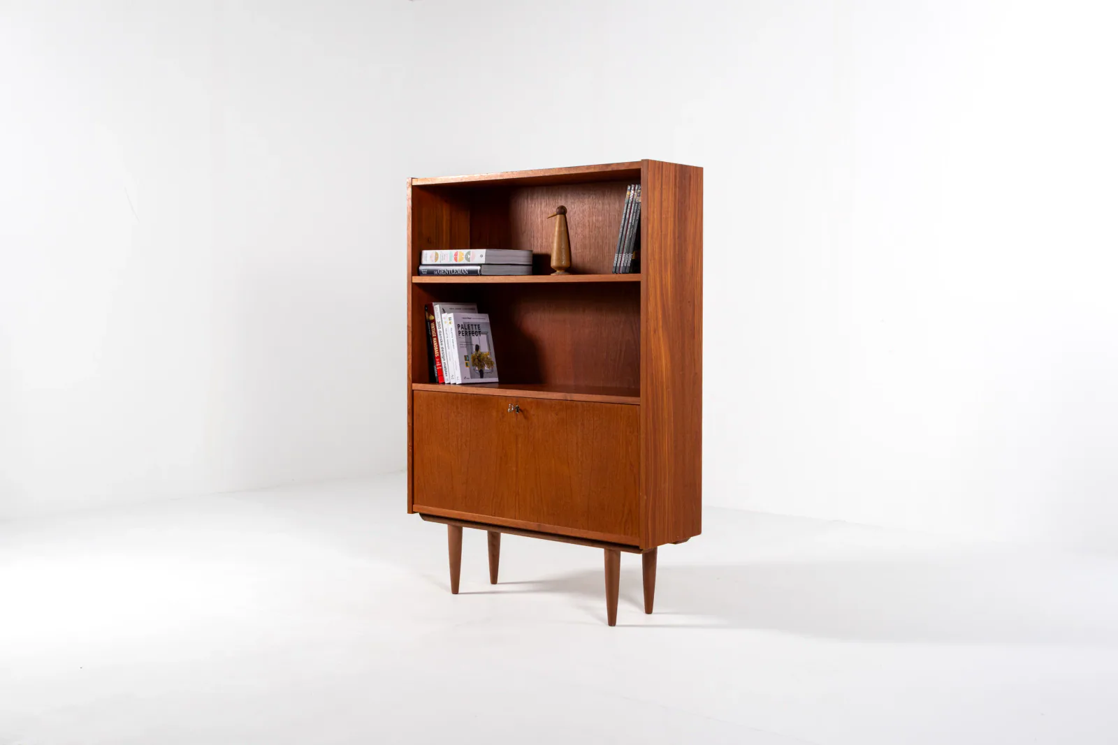 Mid-Century Danish Teak Bookcase with Drop-Down Cabinet by Sejling Skabe, 1960s